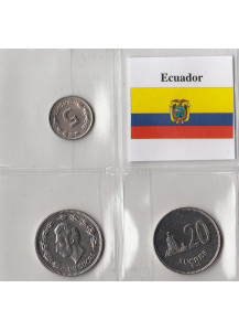ECUADOR 5 - Centavos e da 1 e 20 Sucres - Conservazione splendida anni vari 